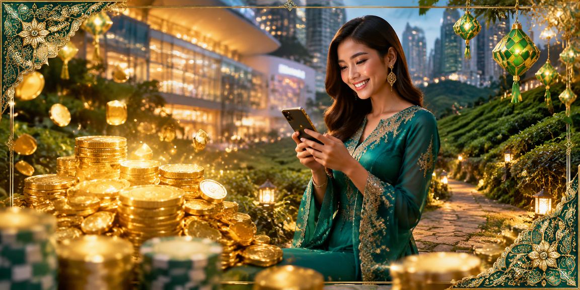 Pemain mengakses kasino baccarat melalui telefon mudah alih di Kuala Lumpur berbaju batik