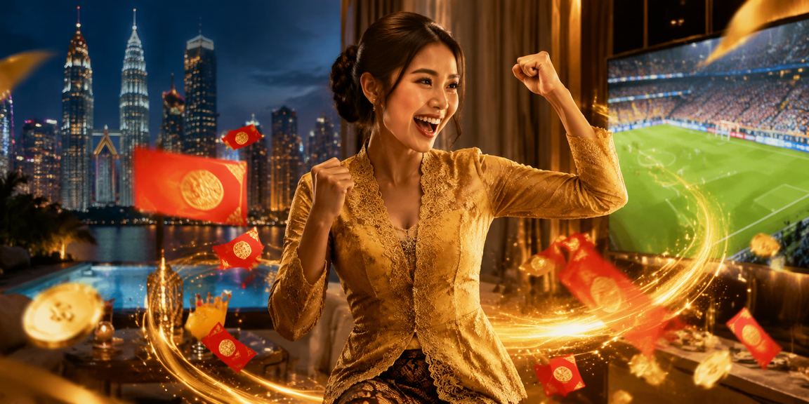 Wanita berbaju kebaya menerima sampul merah bonus di Kuala Lumpur sempena perayaan